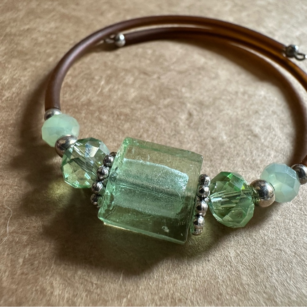 2 for $30 Sea Glass Green Raw Crystal Bracelet